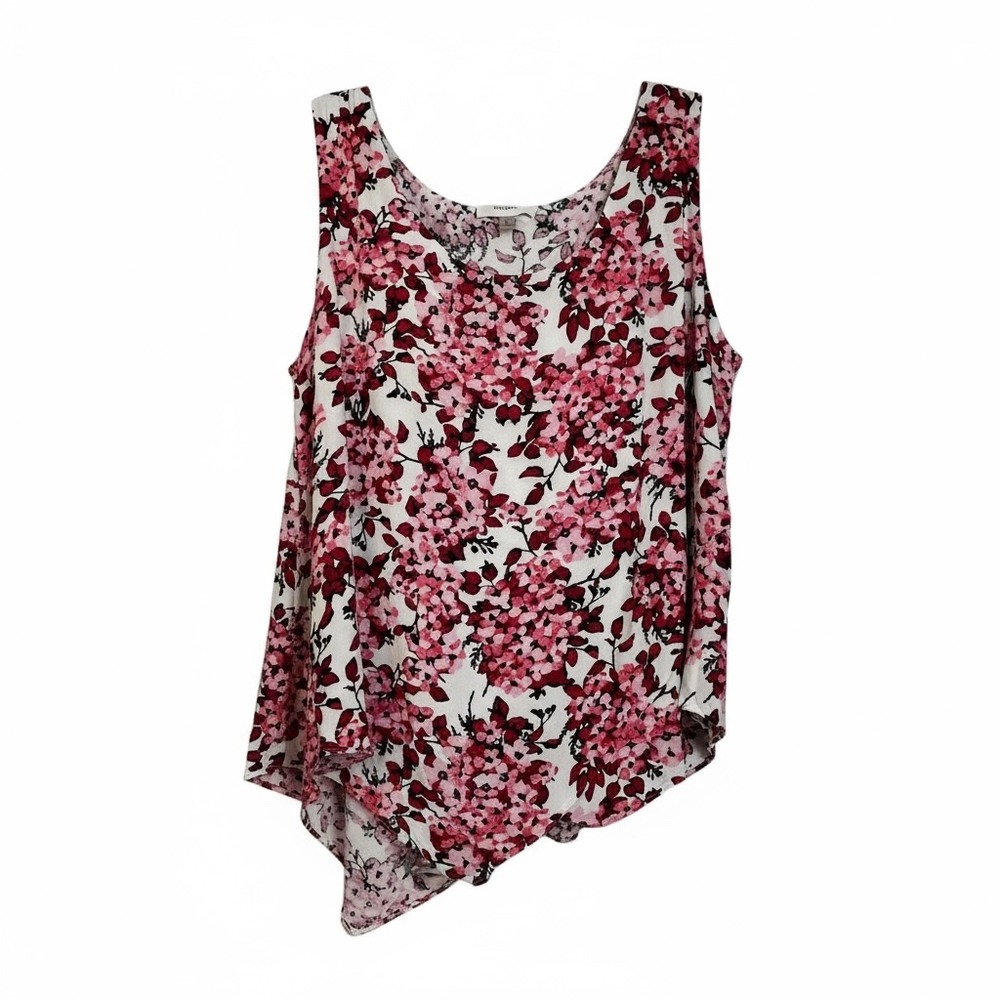 Milano Floral Tank Top Sleeveless Casual Blouse Pink White‎ Summer L (3138)